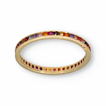 Złoty pierścionek / obrączka z kolorowymi cyrkoniami